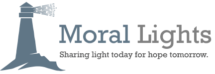 Moral Lights Logo Logo for "Moral Lights" featuring a lighthouse and the tagline "Sharing light today for hope tomorrow."